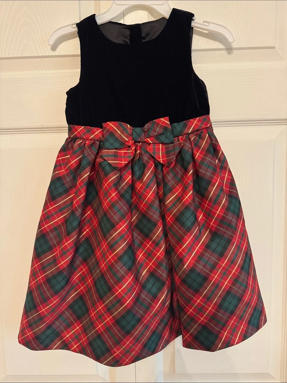 Gymboree Black Velvet Bodice Red and Green Plaid Holiday Dress
